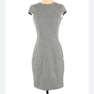 H&M Cap Sleeve Houndstooth Dress Gray Size 6